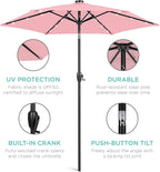 Best Choice Products 7.5ft Outdoor Solar Market Table Patio Umbrella for Deck, Pool w/Tilt, Crank, LED Lights - Carnation