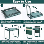 FEED GARDEN Garden Kneeler and Seat, Upgraded Foldable Gardening Stool with 10.23" Wide Kneeling Pad, Heavy Duty Gardening Bench Chair with 2 Tool Pouches, Gardening Gifts for Seniors Mom Women Men