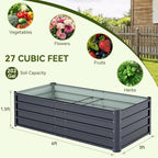 Ohuhu 6x3x1.5FT Metal Raised Garden Bed Outdoor, Reinforced Galvanized Steel Rustproof Planter Box, 100% Non-Toxic, 202 Gal Large Capacity Heavy Duty Raised Beds for Vegetables Flowers Herbs 2-Pack