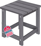 LZRS Adirondack Square Outdoor Side Table for Patio, Pool Composite Patio Table,HDPE End Tables for Backyard,Pool, Indoor Companion, Easy Maintenance & Weather Resistant(Grey)