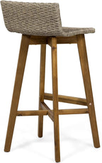 Christopher Knight Home La Brea Outdoor Acacia Wood and Wicker Barstools (Set of 4), Light Brown and Teak