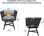 Grand patio 7-Piece Outdoor Dining Set for 6, Patio Dining Furniture Set for 6 Swivel Rope Wicker Chairs & 1 Bent Legs Rectangular Dining Faux Woodgrain Table with Umbrella Hole, Dark Gray