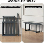 Modern Outdoor Plant Stand for Indoor Corner, Foldable Metal Plant Display Shelf for Multiple Pots,Mid Century Slatted Bench for Garden, Patio Load Bearing 330 lbs 26" L x 10.4" H x 8.6" W 2 Pack Grey