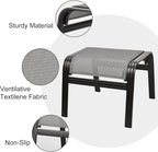 Outdoor Foot Rest for Patio Ottomans Metal Seat Patio Footstools Furniture Outside Stools Small Chair 2 Set Grey, 2 Pack-grey, 22inch*20inch*17inch