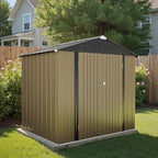 Greesum 8×6FT Outdoor Storage Shed, Metal Patio Storaged Sheds with Lockable Doors, Sheds & Outdoor Storage for Bike, Backyard, Pool and Garden, Brown