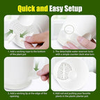 Plant Pots 7 Inch Self Watering Pots, 6 Pack Plastic Planters with Drainage Holes and Clear Saucers,Plastic Flower Pots for Indoor Out Door Plants(White)