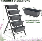 COSTWAY Vertical Raised Garden Bed, 5 Tier Planter Box with Drainage Holes for Vegetables, Grass, Flowers, Freestanding Garden Planter Indoor Outdoor, Patio, Balcony, Greenhouse