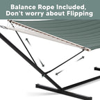 SUNCREAT Standing Hammock with 15 ft Stand, Hammocks for Outside, Gray Green
