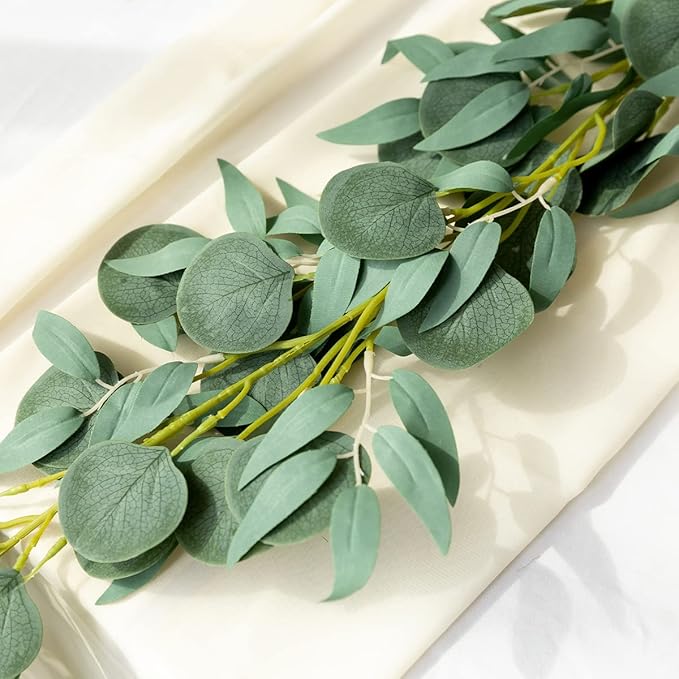 Artificial Greenery Eucalyptus Garland, 5 Pack, 6.56 Ft Each, Green