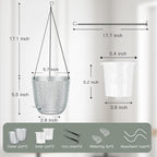 QCQHDU Self Watering Hanging Pots, 2 Pack 5.7 Inch Hanging Planters for Plants Indoor, Outdoor Flower Pots with Drainage Holes and 3 Hooks Chains for Garden Home (Clear)
