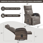 Belord Dual-Adjust Outdoor Swivel Recliner Chair – Wicker Reclining Patio Chair with Adjustable Backrest and Footrest, All-Weather Wicker Chaise Lounge Chair Outdoor for Pool Deck (2.0)