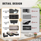 7 Pieces Patio Furniture Set All-Weather Outdoor Wicker Sectional Conversation Sofa Rattan Patio Seating Sofa with Cushion and Glass Table and Ottoman for Porch,Beige