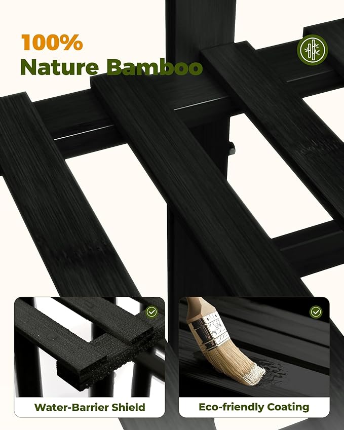 Bamworld Bamboo Plant Stand Indoor 6 Tiered Plant Shelf Outdoor Corner Plant Rack for Multiple Plants Flower Stand Plant Holder for Living Room Bedroom Balcony Patio Garden 48 Inch Black