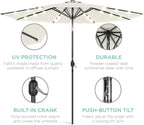Best Choice Products 10ft Solar Polyester LED Lighted Patio Umbrella w/Tilt Adjustment and UV-Resistant Fabric