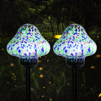 Solar Outdoor Lights Decorative Solar Glass Mushroom Lights Waterproof LED Waterproof Garden Stake Light for Walkway Pathway Lawn Patio Yard Decorations 2 Pack Multi