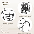 6 PCS Round Hanging Railing Planters, Hanging Flower Stand Iron Baskets, Hanging Planters for Outdoor Plants, Metal Rack Fence Shelf Plant Holder with Hooks for Balconies, Gardens, Indoor Spaces