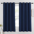 NICETOWN Curtain 63 inches Long - Home Decoration Light Blocking Room Darkening Drape/Drapery for Nursery Room, Navy, Ring Top, 52 inches Wide by 63 inches Long, 1 PC