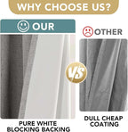 H.VERSAILTEX Primitive Linen Curtains 100% Blackout Curtain Drapes Burlap Curtains with White Thermal Insulated Liner, Grommet Top Drapes Living Room/Bedroom (2 Panels, 42 x 45 Inch, Dove Gray)