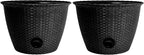 The HC Companies 18 inch Woven Garden Hose Holder, Lightweight UV-Resistant Plastic Water Hose Holder with 100-Foot Capacity, 2-Pack Water Hose Pots for Garden, Patio & Home Organization, Black