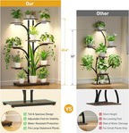 ikkle Plant Stand Indoor with Grow Lights, 64" Tall Plant Shelf, 9 Tiered Corner Plant Shelves for Indoor Plants Multiple, Large Flower Display Holder, Tree-Shaped Plant Rack for Home, Living Room, Patio Decor