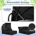 Tangkula Patio Rattan Daybed with Retractable Canopy, Outdoor Wicker Sunbed Lounger with 2 Foldable Side Tables, Thick Seat & Back Cushions, Outside Double Daybed for Garden, Backyard, Porch (Black)