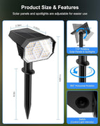 Brightown Solar Lights Outdoor with 58 LED & Auto ON/Off, IP67 Solar Spot Lights Outdoor with 3 Light Intensities. 2-in-1 Outdoor Solar Lights for Yard, Gardens, Flag and Pathways. 4Pcs (Warm White)