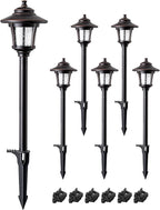 EDISHINE Low Voltage Landscape Lights, 12V 3W 120LM 3000K Seed Glass Outdoor Landscape Path Lights with Connectors, ORB Waterproof Electric LED Pathway Light Wired for Walkway Garden Yard, 6 Pack