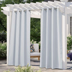 NICETOWN Outdoor Shades for Patio W52 x L72 inch, Premium Thick Privacy Weatherproof Curtain for Porch & Gazebo, Balcony Covers for Shade and Rain, UV Protection Curtain for Summer, Greyish White