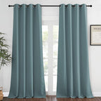 NICETOWN Bedroom Curtain Room Darkening Drapery 102 inches Length - Home Fashion Thermal Insulated Grommet Room Darkening Curtain for Living Room (Greyish Blue, 1 Panel, 52 x 102 inches)