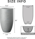 Kante 24 Inch Tall Round Concrete Planter, Large Indoor Outdoor Plant Pots with Drainage Hole and Rubber Plug, Modern Decorative Garden Pots for Home Patio Porch, Natural Concrete