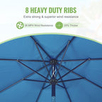 Backyard Expressions 9 ft. Patio Umbrella, Market Table Umbrella w/Tilt and Crank, 8 Ribs