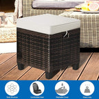 Tangkula 2 Pieces Outdoor Patio Ottoman, All Weather Rattan Wicker Ottoman Seat, Patio Rattan Furniture, Outdoor Footstool Footrest Seat w/Removable Cushions