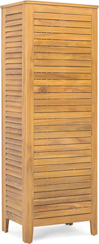 Christopher Knight Home Patio Gribs Acacia Wood Storage Cabinet,Garden/Poolside Tool Sideboard,Outdoor Wooden Cabinet with Shelves, Sturdy Construction, Teak Finish