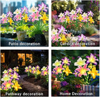 Solar Garden Lights 2 Pack with 8 Lilies Outdoor Decorative Flower Lights for Garden, Gift for Family and Friends, IP65 Waterproof Flower Solar Outdoor Stake Lights for Yard Patio Lawn Pathway