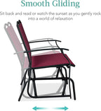 Best Choice Products 2-Person Outdoor Patio Swing Glider Steel Bench Loveseat Rocker for Deck, Porch w/Textilene Fabric, Steel Frame - Burgundy/Black