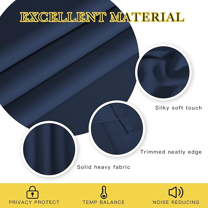 NICETOWN Blackout Curtain Panel 72" L - Window Treatment Energy Saving Thermal Insulated Solid Grommet Blackout Drapes for Living Room (Navy, 1 Panel, 66 by 72-Inch)