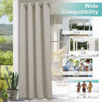NICETOWN Outdoor Curtain for Patio Waterproof Extra Wide 84 inch, Sun Blocking Vertical Blinds Thermal Insulated Stainless Grommet for Front Porch/Gazebo/Lanai, Natural, 1 Piece, 84 inch L