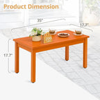LUE BONA Outdoor Coffee Table Rectangle, HDPS Patio Coffee Tables for Outside, All Weather Patio Coffee Table with Slatted Tabletop for Deck, Garden, Balcony, Indoor or Outdoor Use, Orange