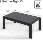 All-Weather Aluminum Outdoor Coffee Table, Modern Coffee Table for Outside, Rectangle Patio Coffee Table for Balcony Garden, Black