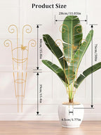 2 Pcs Tall Trellis for Potted Plants, 30'' Expandable Butterfly Shape Garden Trellis for Climbing Plants Indoor, Plant Pothos Climber Support for Monstera, Ivy, Hoya, Vine (Gold)