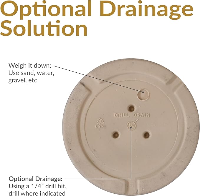Sunnydaze 20-Inch Franklin Large Plant Pot - Polyresin Round Outdoor Planter with Drillable Drainage Hole - 4 Pack - Beige