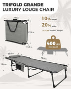 KingCamp Oversized Tanning Chair, Extra-Wide Padded Folding Chase Lounge Chairs Portable Adjustable 5-Position 400lbs Heavy Duty Lounger with Double-Layer Oxford for Outdoor Beach Patio Sun Pool