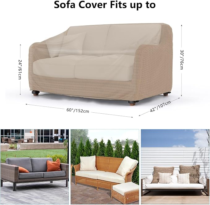 Sofa Cover, Waterproof Brown Patio Loveseat Cover with Air Vent
