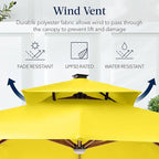 Best Choice Products 10ft Square Cantilever Patio Umbrella w/Base Included, Woodgrain Pattern Pole & Solar LED Lights, 360-Rotation, Offset Hanging Outdoor Shade - Yellow