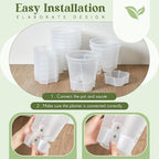 Self Watering Pots for Indoor Plants with Deep Reservoir and High Drainage Holes for Outdoor Plants and Flowers, Bare Root Planter(7.09'',Clear,9 Pcs)