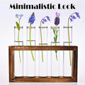 Terrarium Propagation Station, 5 Clear Glass Tubes with Pine Wood Stand