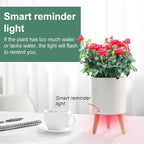7.8 Inch Planter Pot with Solid Wood Legs, Self Watering Planter Pots with Water Shortage Alarm Planter Pot for Indoor Outdoor Modern Flower Planter for Home & Garden(White)