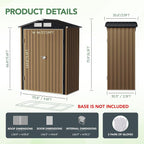 Breezz 5x3FT Outdoor Steel Storage Shed, Lockable Doors, Compact Metal Tool Shed - Image 2
