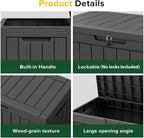 EasyUp 45 Gallon Outdoor Storage Box Waterproof, UV Resistant Deck Box Outdoor, Lockable Resin Deck Boxes for Garden Tools Equipment and Cushions, Black