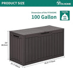 YITAHOME 100 Gallon Resin Deck Box, Weather Resistant Outdoor Storage Box, Lockable Indoor Outdoor Storage for Supplies and Essentials, Dark Brown